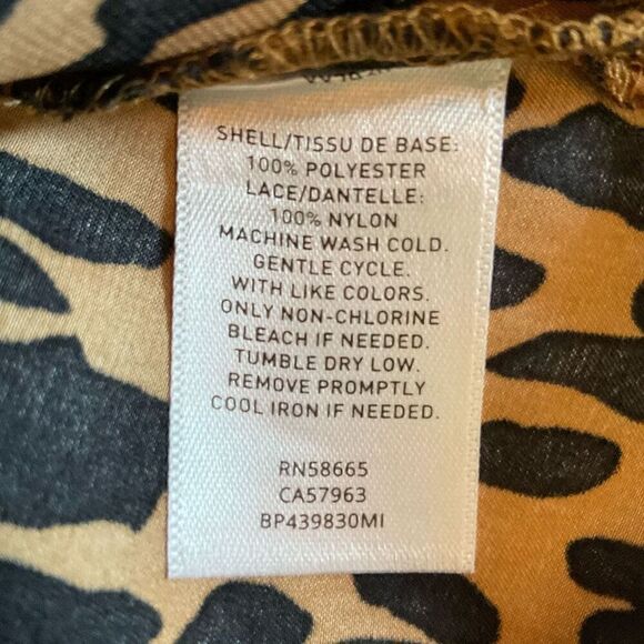 bp Camisole Top Leopard Print Brown Black Lace Fringe Spaghetti Straps XXS - Picture 4 of 9